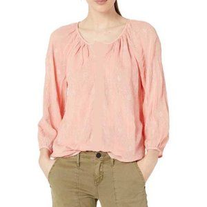 Lucky Brand Pink Embroidered Blouse Peasant Top